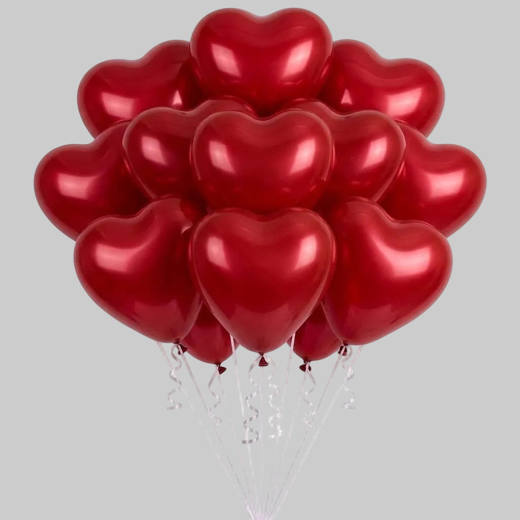 10 hearth latex balloons - red