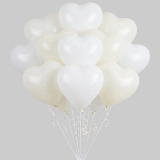 Heart latex balloons- white