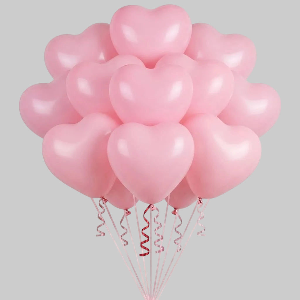 10 hearth latex balloons filled- pink